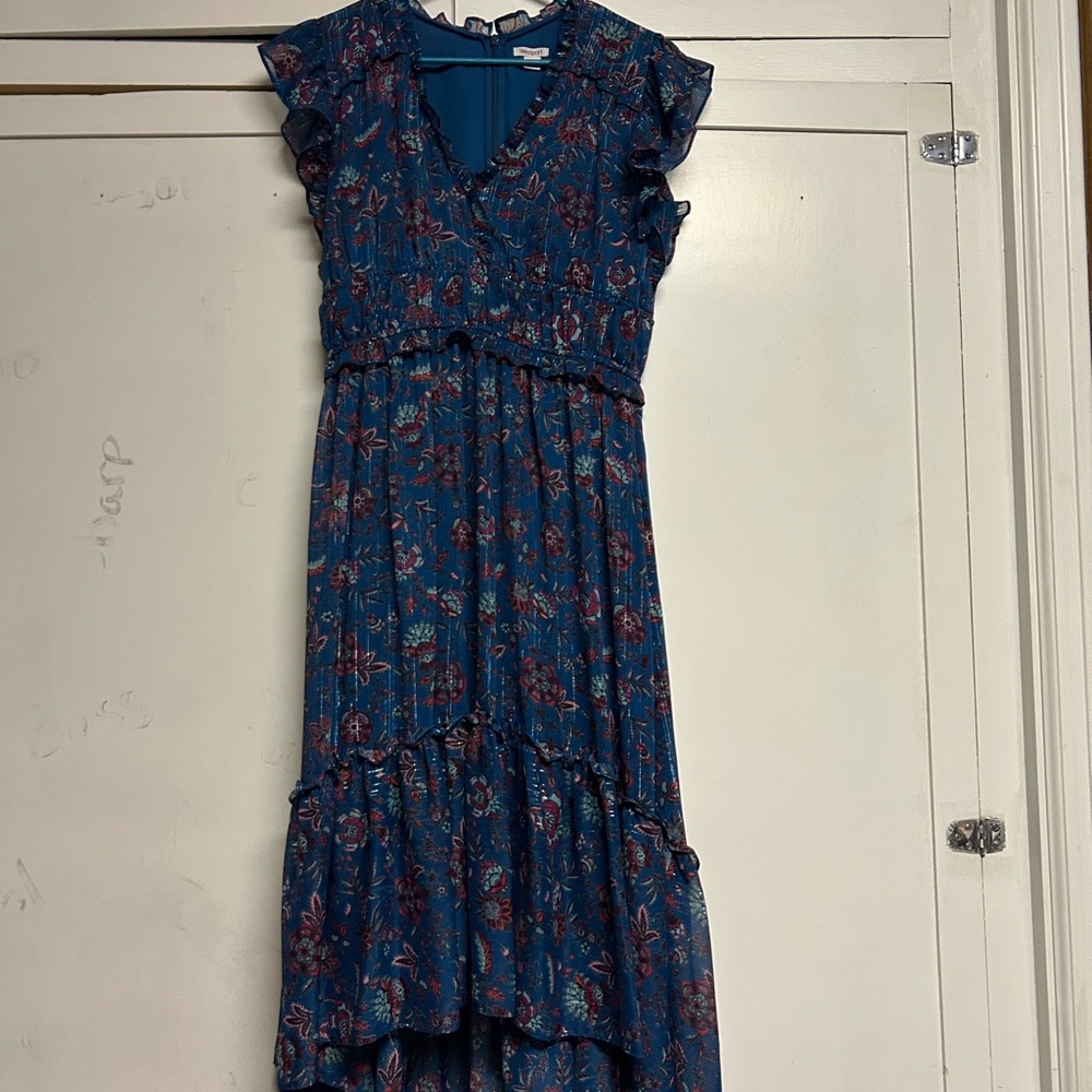 Westport High Low Floral Dress in Blue and Red